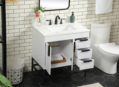 Elegant Furniture & Lighting - Eugene 32 inch Single bathroom vanity in white with backsplash - VF48832MWH-BS veiw 4