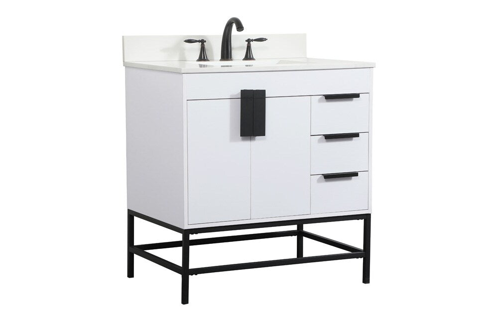 Elegant Furniture & Lighting - Eugene 32 inch Single bathroom vanity in white with backsplash - VF48832MWH-BS veiw 8
