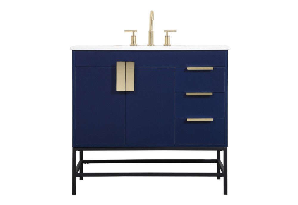 Elegant Furniture & Lighting - Eugene 36 inch Single bathroom vanity in blue - VF48836MBL veiw 1