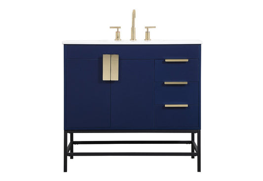 Elegant Furniture & Lighting - Eugene 36 inch Single bathroom vanity in blue - VF48836MBL veiw 1
