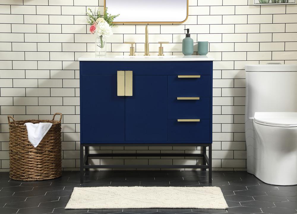 Elegant Furniture & Lighting - Eugene 36 inch Single bathroom vanity in blue - VF48836MBL veiw 2