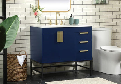 Elegant Furniture & Lighting - Eugene 36 inch Single bathroom vanity in blue - VF48836MBL veiw 3