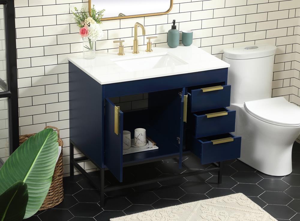 Elegant Furniture & Lighting - Eugene 36 inch Single bathroom vanity in blue - VF48836MBL veiw 4