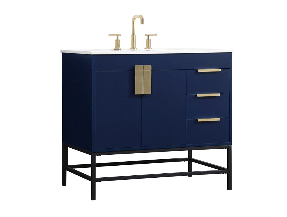Elegant Furniture & Lighting - Eugene 36 inch Single bathroom vanity in blue - VF48836MBL veiw 8