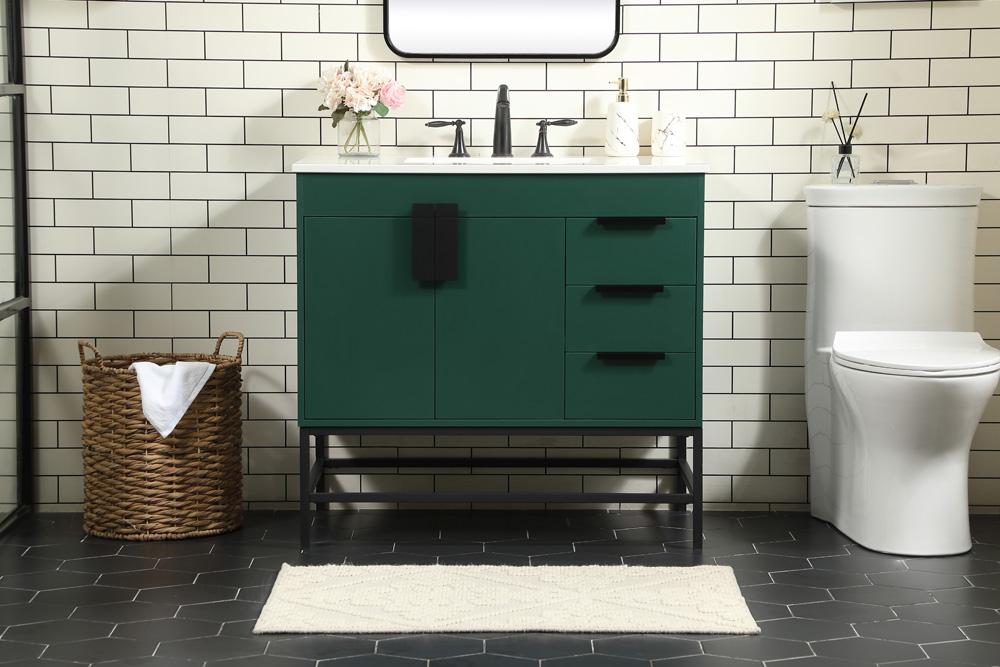 Elegant Furniture & Lighting - Eugene 36 inch Single bathroom vanity in green - VF48836MGN veiw 2
