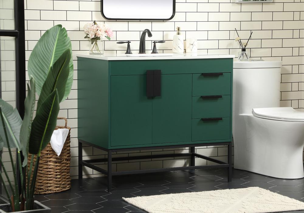 Elegant Furniture & Lighting - Eugene 36 inch Single bathroom vanity in green - VF48836MGN veiw 3