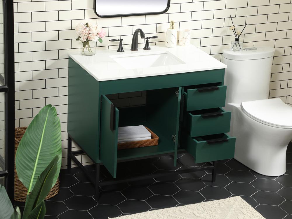 Elegant Furniture & Lighting - Eugene 36 inch Single bathroom vanity in green - VF48836MGN veiw 4