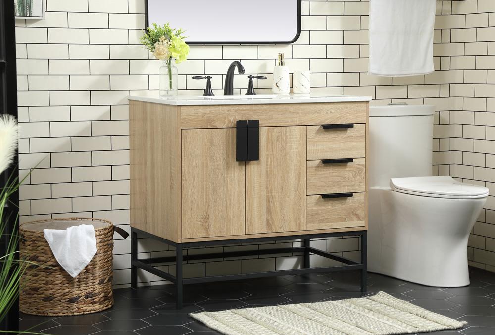 Elegant Furniture & Lighting - Eugene 36 inch Single bathroom vanity in mango wood - VF48836MW veiw 3