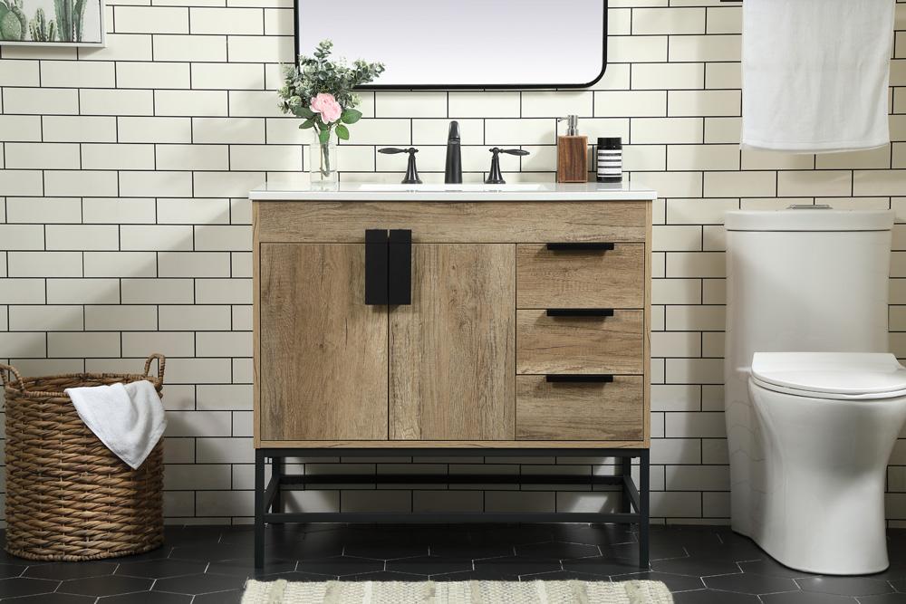 Elegant Furniture & Lighting - Eugene 36 inch Single bathroom vanity in natural oak - VF48836NT veiw 2