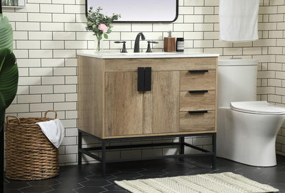 Elegant Furniture & Lighting - Eugene 36 inch Single bathroom vanity in natural oak - VF48836NT veiw 3