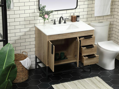 Elegant Furniture & Lighting - Eugene 36 inch Single bathroom vanity in natural oak - VF48836NT veiw 4