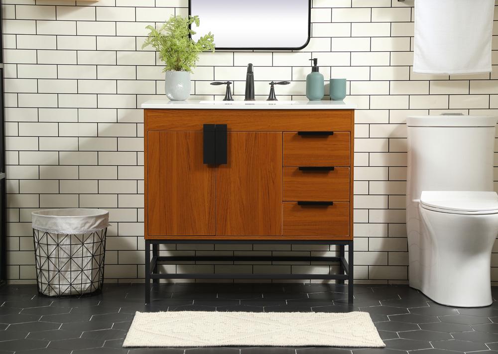 Elegant Furniture & Lighting - Eugene 36 inch Single bathroom vanity in teak - VF48836MTK veiw 2