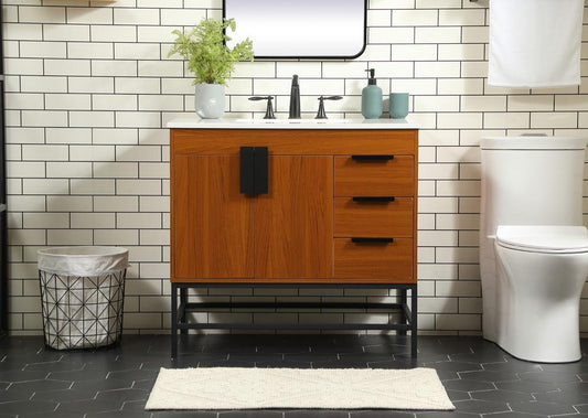 Elegant Furniture & Lighting - Eugene 36 inch Single bathroom vanity in teak - VF48836MTK veiw 2