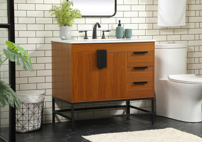 Elegant Furniture & Lighting - Eugene 36 inch Single bathroom vanity in teak - VF48836MTK veiw 3