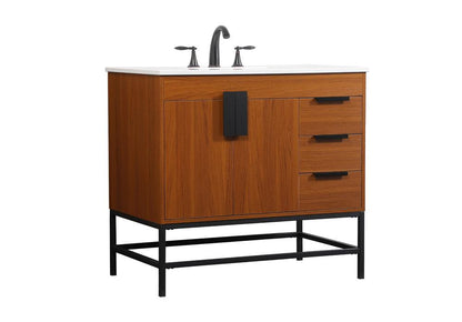 Elegant Furniture & Lighting - Eugene 36 inch Single bathroom vanity in teak - VF48836MTK veiw 8