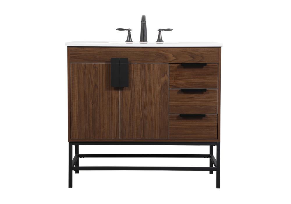 Elegant Furniture & Lighting - Eugene 36 inch Single bathroom vanity in walnut - VF48836MWT veiw 1