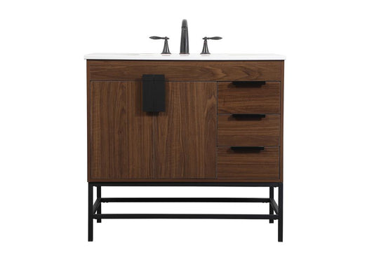 Elegant Furniture & Lighting - Eugene 36 inch Single bathroom vanity in walnut - VF48836MWT veiw 1