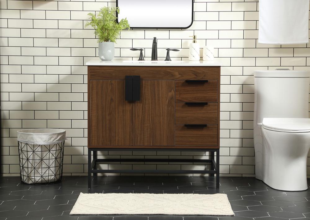 Elegant Furniture & Lighting - Eugene 36 inch Single bathroom vanity in walnut - VF48836MWT veiw 2