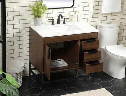 Elegant Furniture & Lighting - Eugene 36 inch Single bathroom vanity in walnut - VF48836MWT veiw 4
