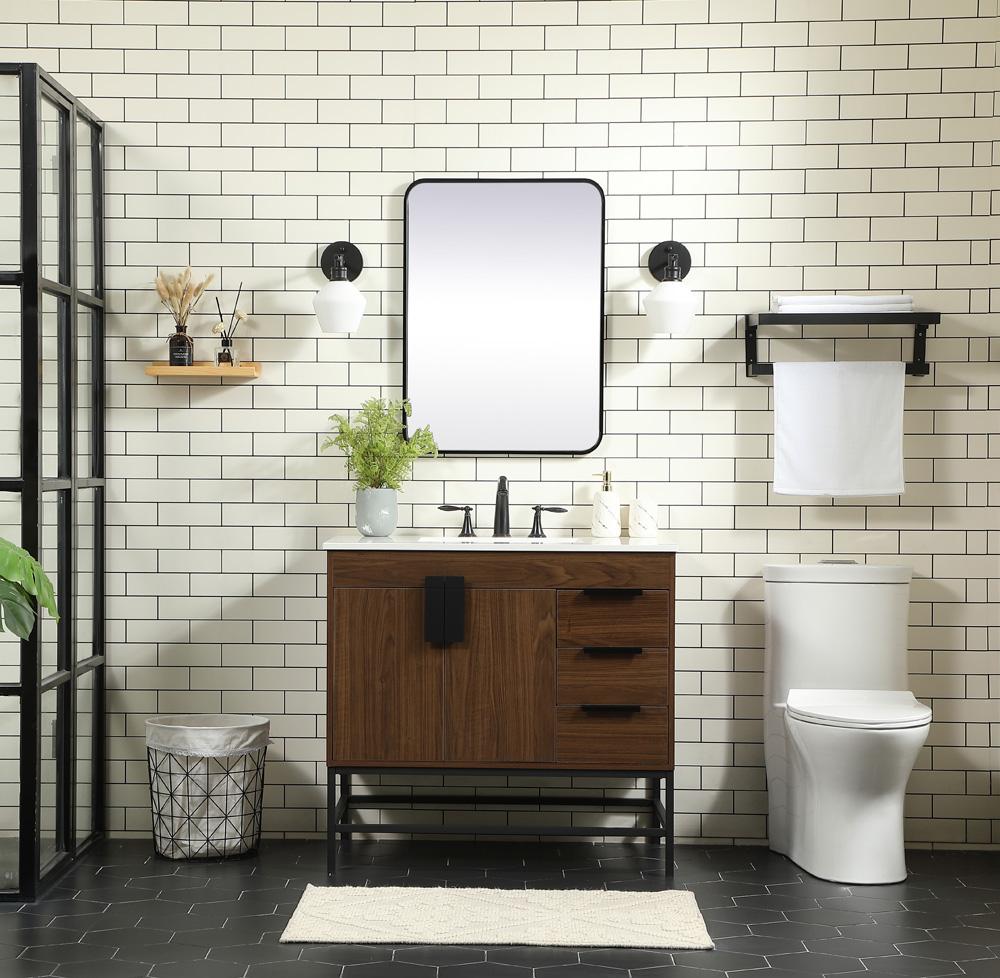 Elegant Furniture & Lighting - Eugene 36 inch Single bathroom vanity in walnut - VF48836MWT veiw 5