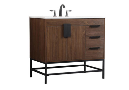 Elegant Furniture & Lighting - Eugene 36 inch Single bathroom vanity in walnut - VF48836MWT veiw 8