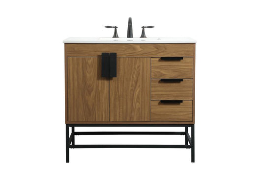 Elegant Furniture & Lighting - Eugene 36 inch Single bathroom vanity in walnut brown - VF48836WB veiw 1