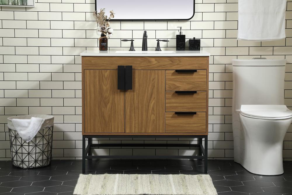 Elegant Furniture & Lighting - Eugene 36 inch Single bathroom vanity in walnut brown - VF48836WB veiw 2