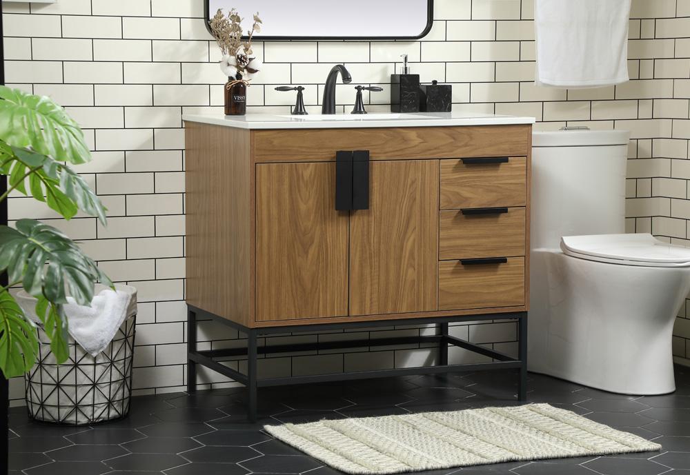 Elegant Furniture & Lighting - Eugene 36 inch Single bathroom vanity in walnut brown - VF48836WB veiw 3