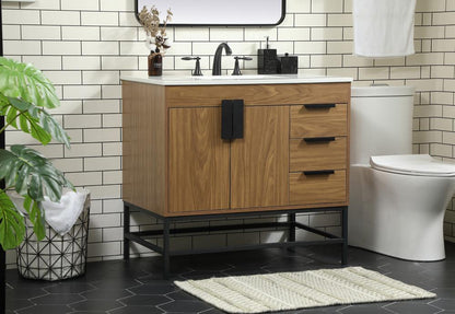 Elegant Furniture & Lighting - Eugene 36 inch Single bathroom vanity in walnut brown - VF48836WB veiw 3