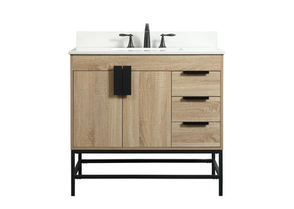 Elegant Furniture & Lighting - Eugene 36 inch Single bathroom vanity in mango wood with backsplash - VF48836MW-BS veiw 1