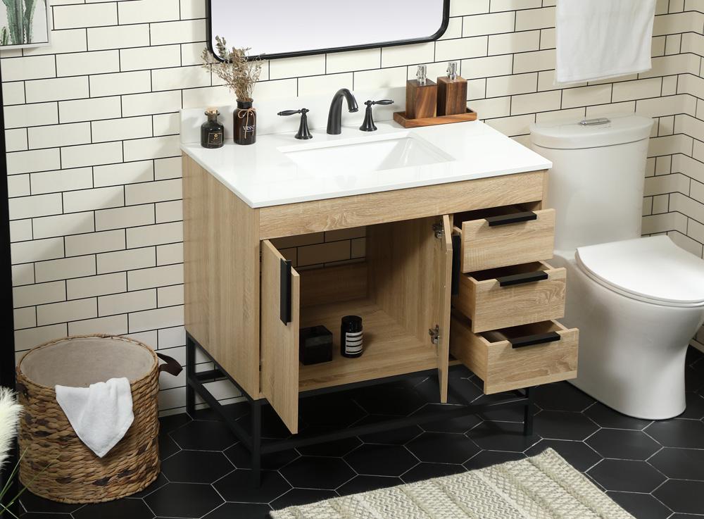 Elegant Furniture & Lighting - Eugene 36 inch Single bathroom vanity in mango wood with backsplash - VF48836MW-BS veiw 4
