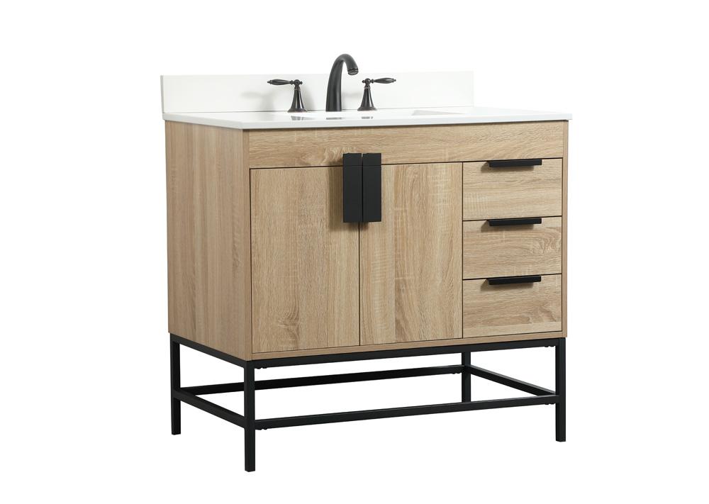 Elegant Furniture & Lighting - Eugene 36 inch Single bathroom vanity in mango wood with backsplash - VF48836MW-BS veiw 8