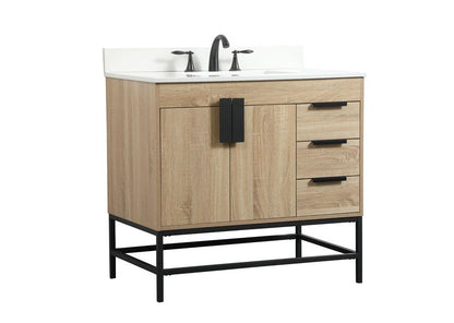Elegant Furniture & Lighting - Eugene 36 inch Single bathroom vanity in mango wood with backsplash - VF48836MW-BS veiw 8