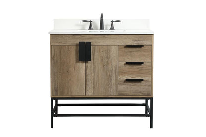 Elegant Furniture & Lighting - Eugene 36 inch Single bathroom vanity in natural oak with backsplash - VF48836NT-BS veiw 1