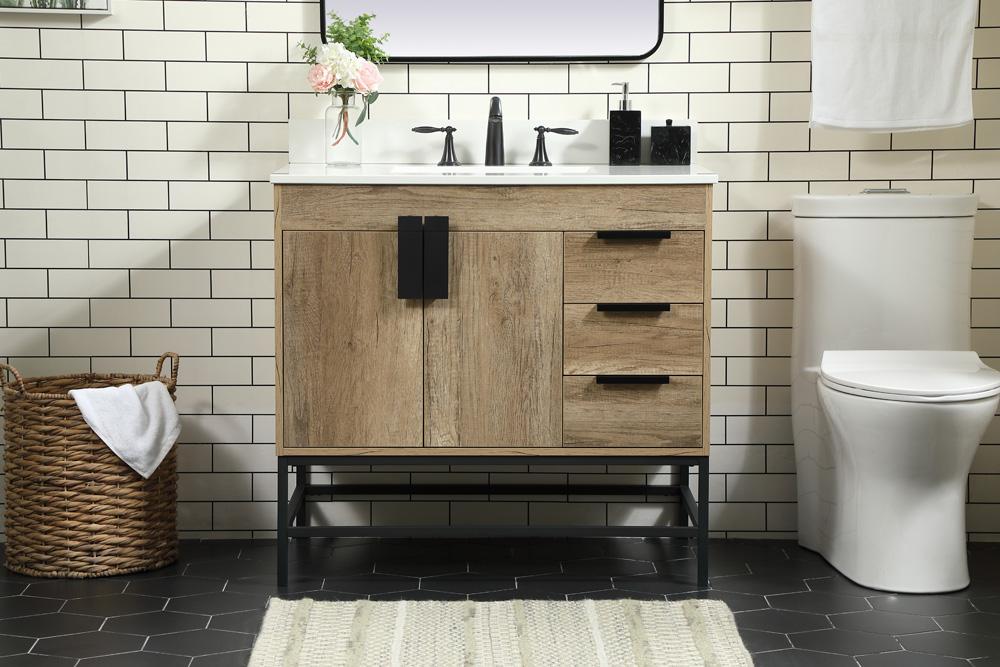 Elegant Furniture & Lighting - Eugene 36 inch Single bathroom vanity in natural oak with backsplash - VF48836NT-BS veiw 2