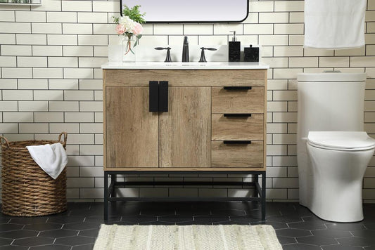 Elegant Furniture & Lighting - Eugene 36 inch Single bathroom vanity in natural oak with backsplash - VF48836NT-BS veiw 2