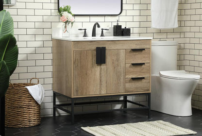 Elegant Furniture & Lighting - Eugene 36 inch Single bathroom vanity in natural oak with backsplash - VF48836NT-BS veiw 3