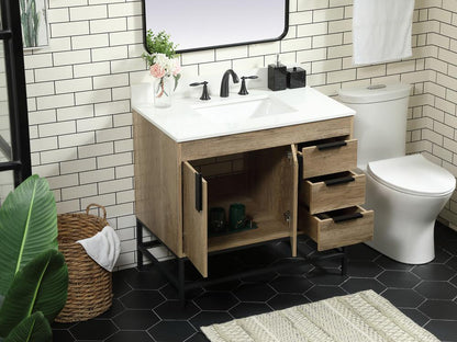Elegant Furniture & Lighting - Eugene 36 inch Single bathroom vanity in natural oak with backsplash - VF48836NT-BS veiw 4