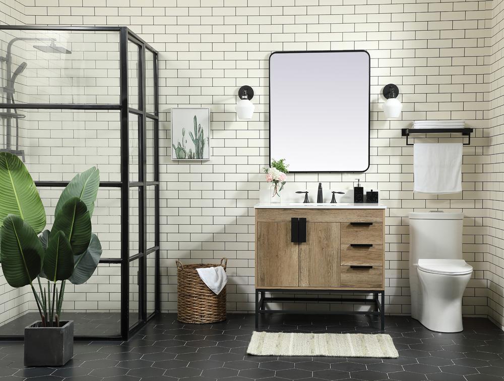 Elegant Furniture & Lighting - Eugene 36 inch Single bathroom vanity in natural oak with backsplash - VF48836NT-BS veiw 5