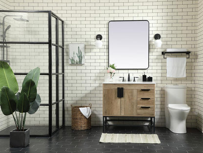 Elegant Furniture & Lighting - Eugene 36 inch Single bathroom vanity in natural oak with backsplash - VF48836NT-BS veiw 5