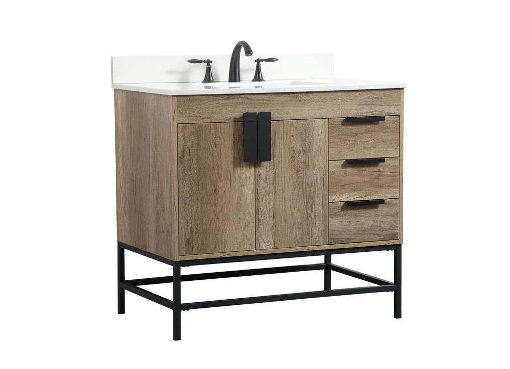 Elegant Furniture & Lighting - Eugene 36 inch Single bathroom vanity in natural oak with backsplash - VF48836NT-BS veiw 8