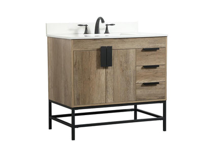 Elegant Furniture & Lighting - Eugene 36 inch Single bathroom vanity in natural oak with backsplash - VF48836NT-BS veiw 8