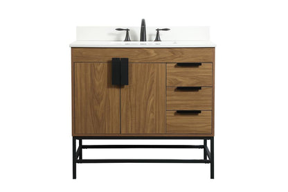 Elegant Furniture & Lighting - Eugene 36 inch Single bathroom vanity in walnut brown with backsplash - VF48836WB-BS veiw 1