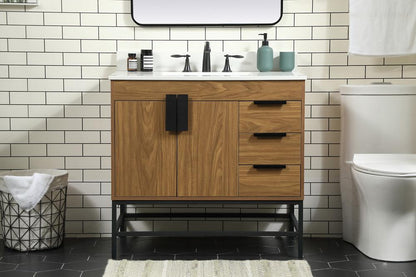 Elegant Furniture & Lighting - Eugene 36 inch Single bathroom vanity in walnut brown with backsplash - VF48836WB-BS veiw 2