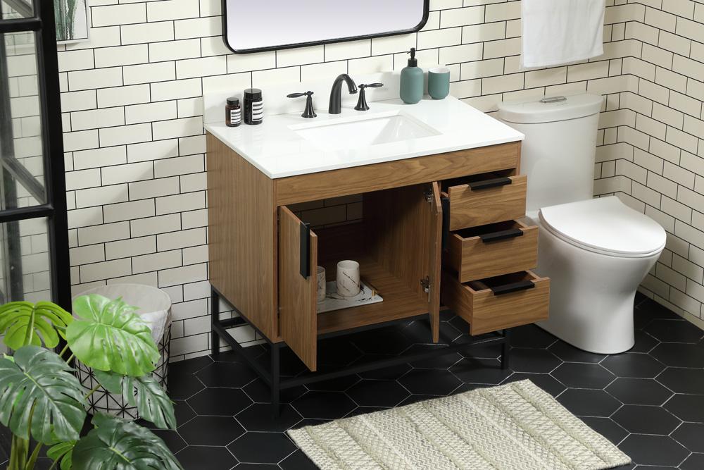 Elegant Furniture & Lighting - Eugene 36 inch Single bathroom vanity in walnut brown with backsplash - VF48836WB-BS veiw 4