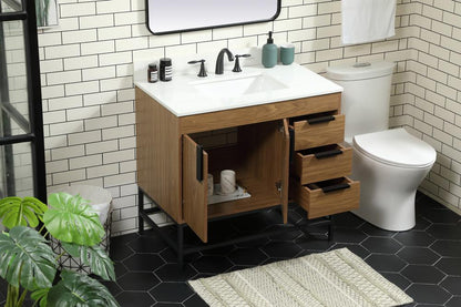 Elegant Furniture & Lighting - Eugene 36 inch Single bathroom vanity in walnut brown with backsplash - VF48836WB-BS veiw 4