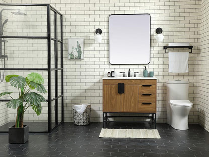 Elegant Furniture & Lighting - Eugene 36 inch Single bathroom vanity in walnut brown with backsplash - VF48836WB-BS veiw 5