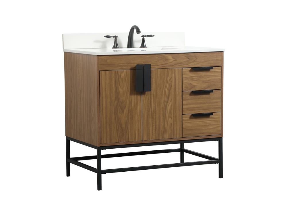 Elegant Furniture & Lighting - Eugene 36 inch Single bathroom vanity in walnut brown with backsplash - VF48836WB-BS veiw 8