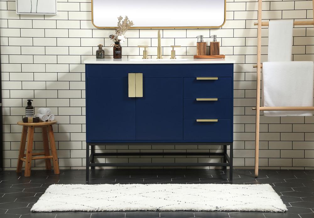 Elegant Furniture & Lighting - Eugene 42 inch Single bathroom vanity in blue - VF48842MBL veiw 2