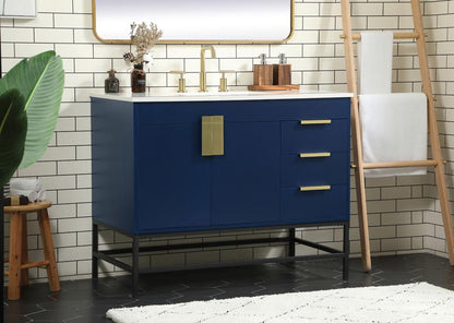 Elegant Furniture & Lighting - Eugene 42 inch Single bathroom vanity in blue - VF48842MBL veiw 3